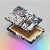 Cowboy on the Moon with American Flag and Horse - High-Quality Canvas Print | Custom Photo Canvas Print, Also Custom Canvas Prints with Your Photos